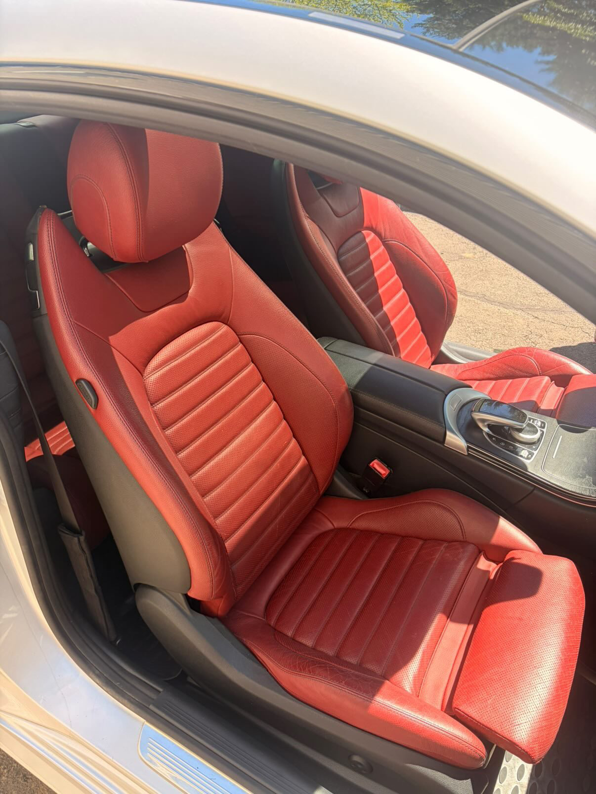 Mercedes red leather interior cleaned