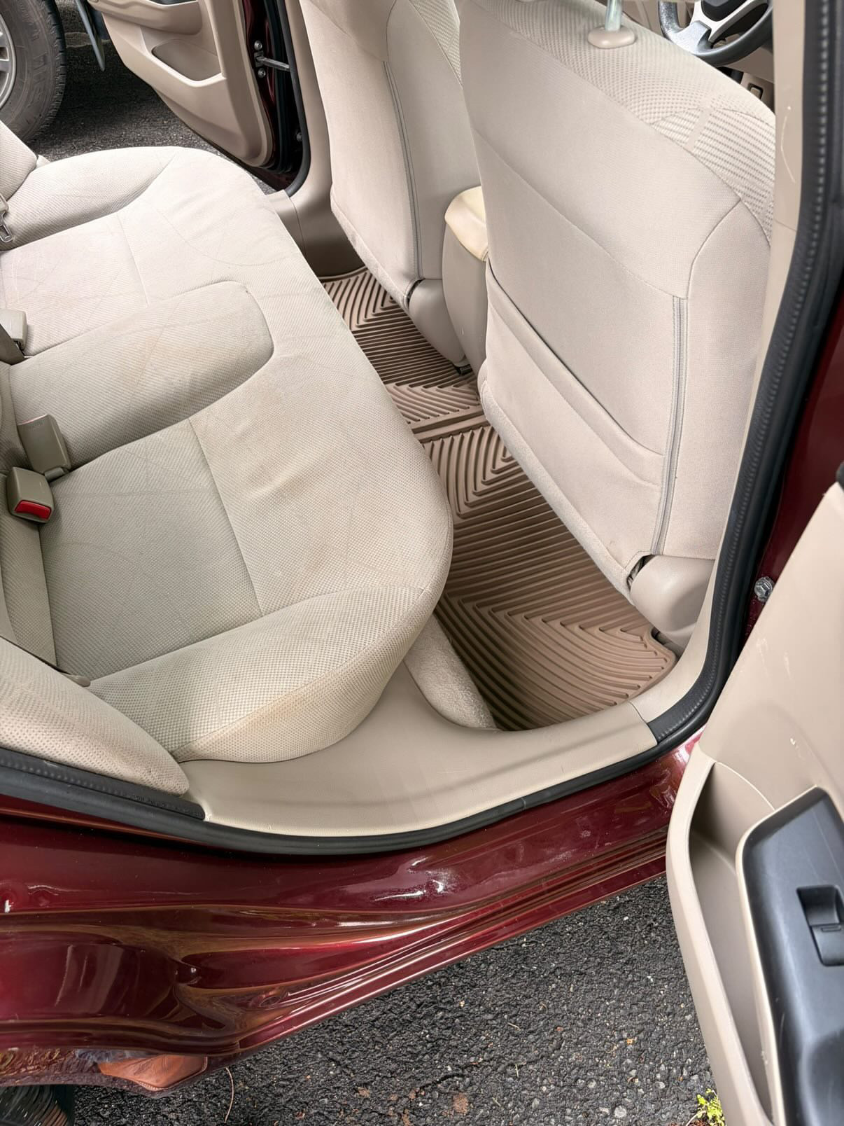 Sedan interior rear seats cleaned